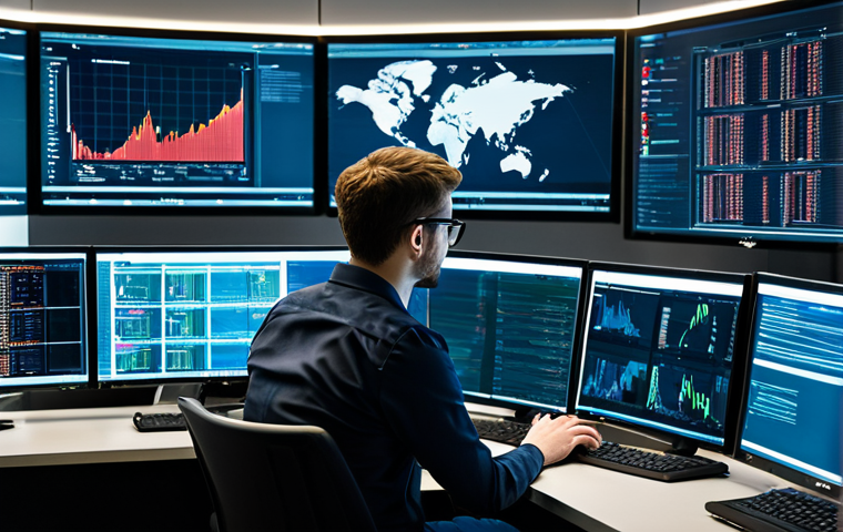 A professional cybersecurity analyst, fully clothed in a modest business casual outfit, sits focused at a workstation within a modern, well-lit Security Operations Center (SOC). Multiple screens display intricate network data, packet analysis, and real-time security alerts. The scene embodies a clean, high-tech environment. Perfect anatomy, correct proportions, natural pose, well-formed hands, proper finger count, natural body proportions. Safe for work, appropriate content, family-friendly, professional photography, high quality, realistic.