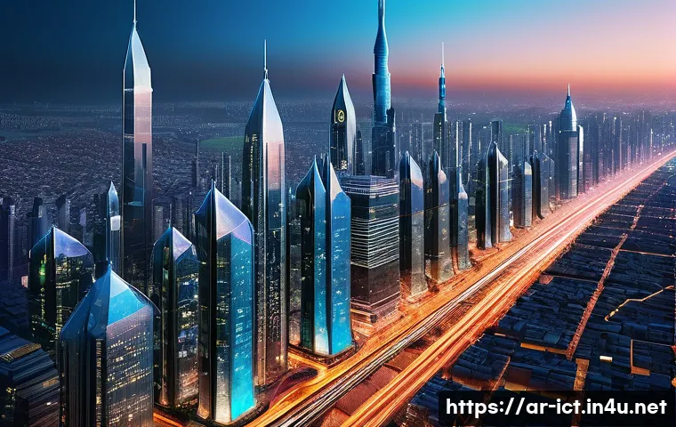 라이다 LiDAR 통신 - A high-tech urban scene at dusk featuring advanced laser-based optical communication systems integra...