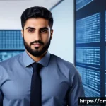 클라우드 보안 네트워크 - A professional Middle Eastern IT specialist in modern office environment, wearing business casual at...